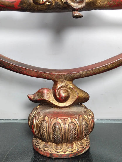 17"Tibet Temple Collection Old Bronze Lacquer Cinnabar Northern Wei Buddha Free Avalokitesvara Back light Sitting Buddha