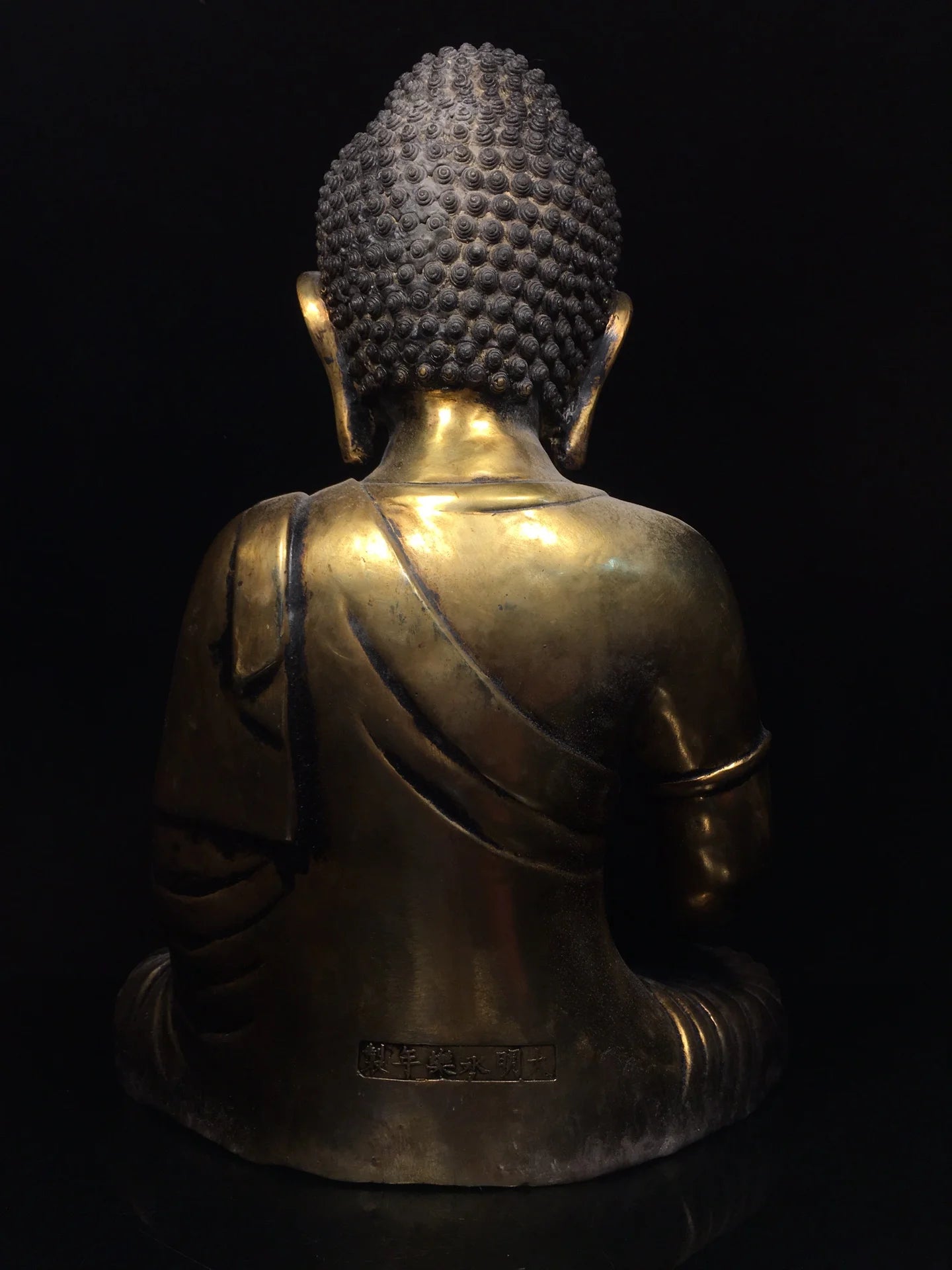 17"Tibetan Temple Collection Old Bronze Cinnabar Mud gold Pagoda Sakyamuni Amitabha Sitting Buddha Worship Hall Town house