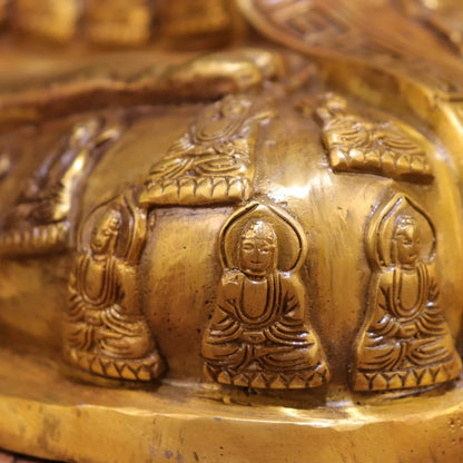 17"Tibetan Temple Collection Old Bronze Gilded Cinnabar Amitabha Buddha Ten Thousand Buddhas Tattood Sitting Buddha Worship Hall