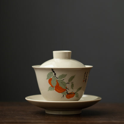 Retro Chinese Style Ceramic Covered Bowl Tea Cup Kung Fu Tea Set