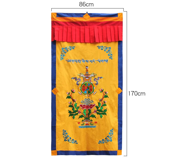 170CM LARGE - Greco-Buddhist Nepal Tibet Buddhism Eight Auspicious Symbols of Buddhism Embroidery Tapestry Door curtain talisman