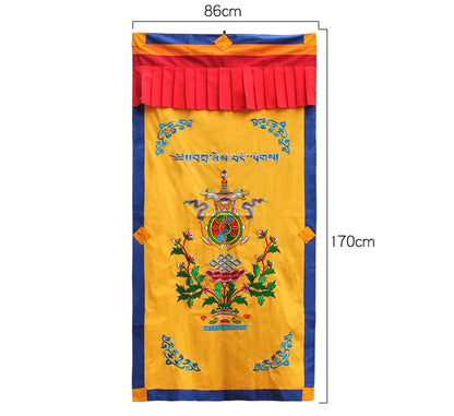 170CM LARGE - Greco-Buddhist Nepal Tibet Buddhism Eight Auspicious Symbols of Buddhism Embroidery Tapestry Door curtain talisman