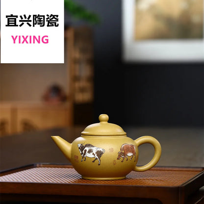 170ML Small Capacity Real Handmade Yixing Kettle Raw Ore Duan Mud Clay Teapot Golden Teaware Kun Fu Zisha Tea Pot