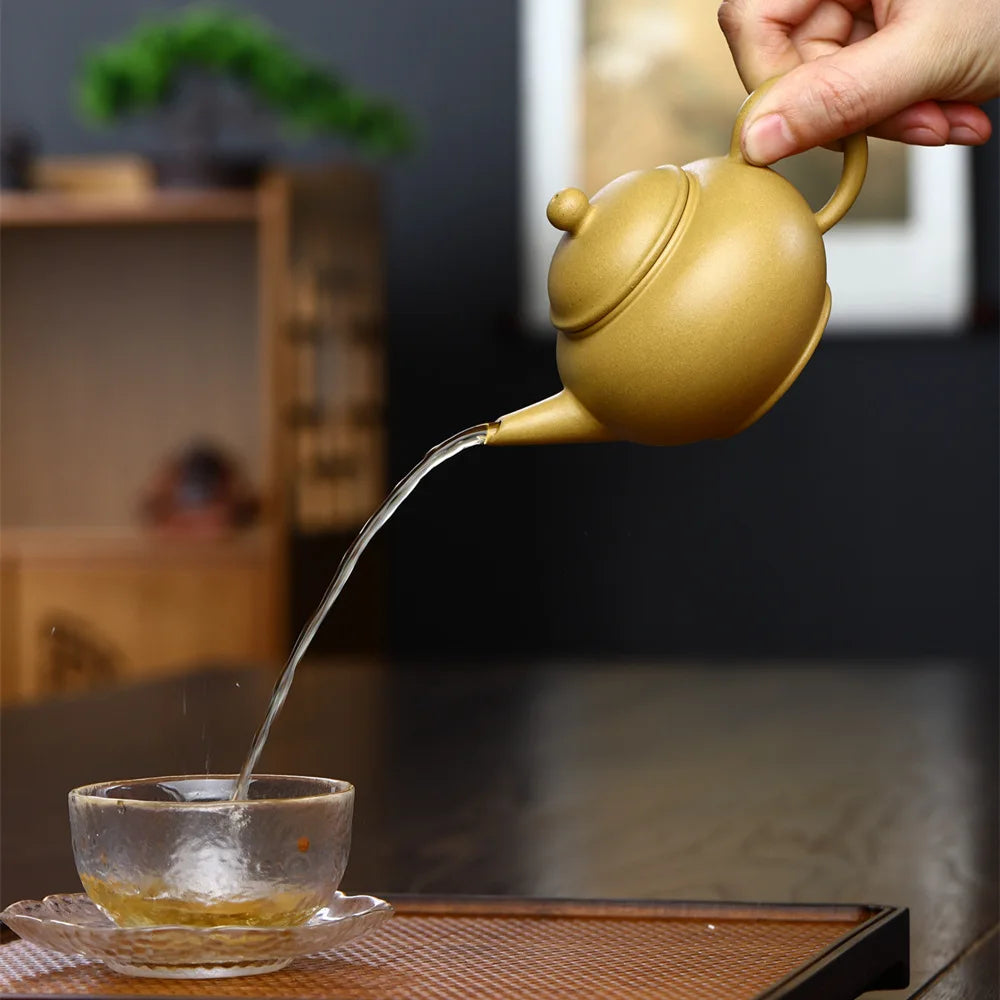 170ML Small Capacity Real Handmade Yixing Kettle Raw Ore Duan Mud Clay Teapot Golden Teaware Kun Fu Zisha Tea Pot