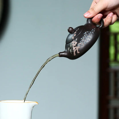 170cc Yixing Purple Clay Teapot Famous Handmade Ball Hole Filter Xishi Chinese Authentic Zisha Tea Set Kettle Customized Gifts