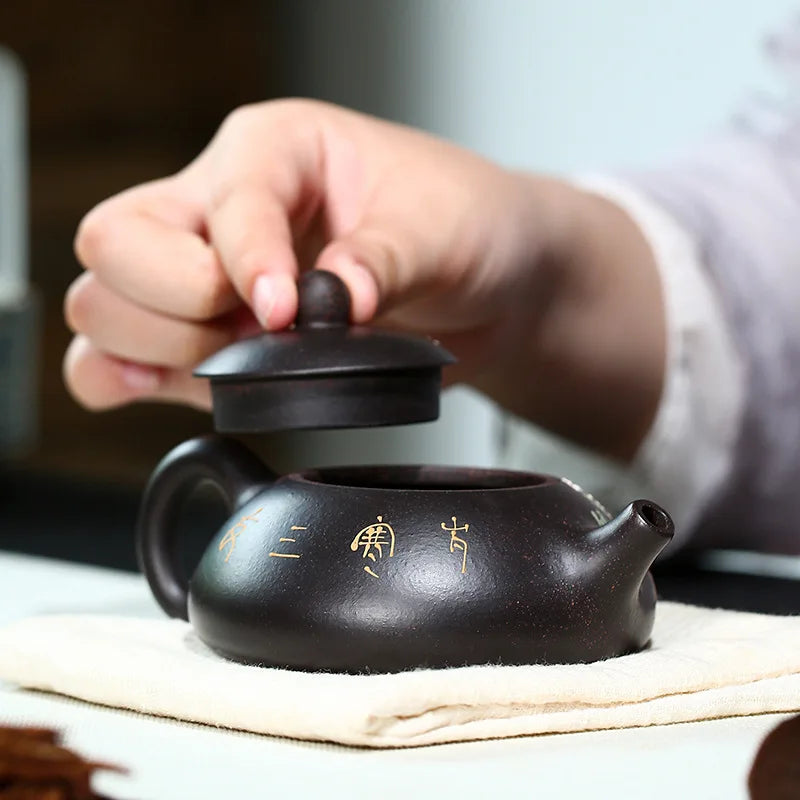 170cc Yixing Purple Clay Teapot Famous Handmade Ball Hole Filter Xishi Chinese Authentic Zisha Tea Set Kettle Customized Gifts