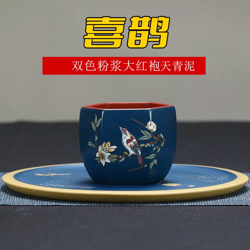 170ml  China YiXing Purple clay Pottery Retro Handmade Carved Lotus Teacup Home Living Room Master Cup Kung Fu Tea Set Water Cup