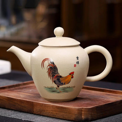 170ml Chinese Kung Fu Puer Tea Maker Pot Retro Crude Pottery Ceramic Teapot Chicken Art Tea Pot with Strainers Home Decoration