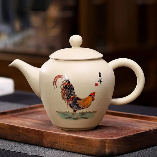 170ml Chinese Kung Fu Puer Tea Maker Pot Retro Crude Pottery Ceramic Teapot Chicken Art Tea Pot with Strainers Home Decoration