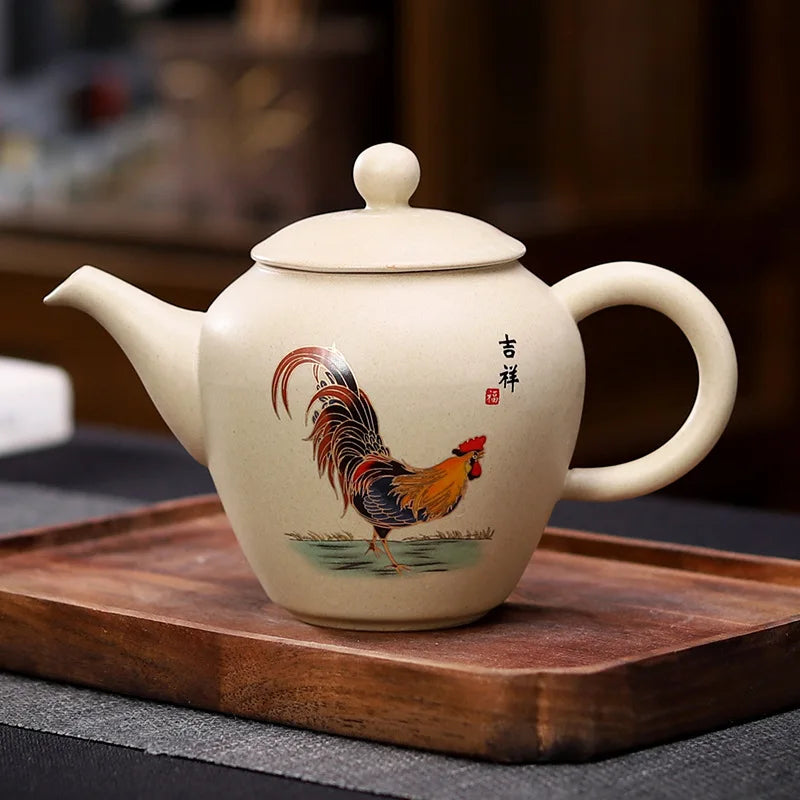 170ml Chinese Kung Fu Puer Tea Maker Pot Retro Crude Pottery Ceramic Teapot Chicken Art Tea Pot with Strainers Home Decoration