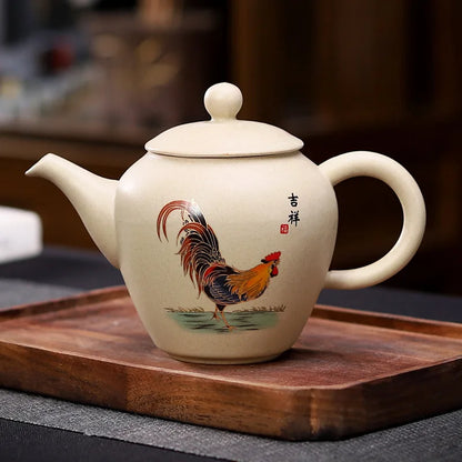 170ml Chinese Kung Fu Puer Tea Maker Pot Retro Crude Pottery Ceramic Teapot Chicken Art Tea Pot with Strainers Home Decoration