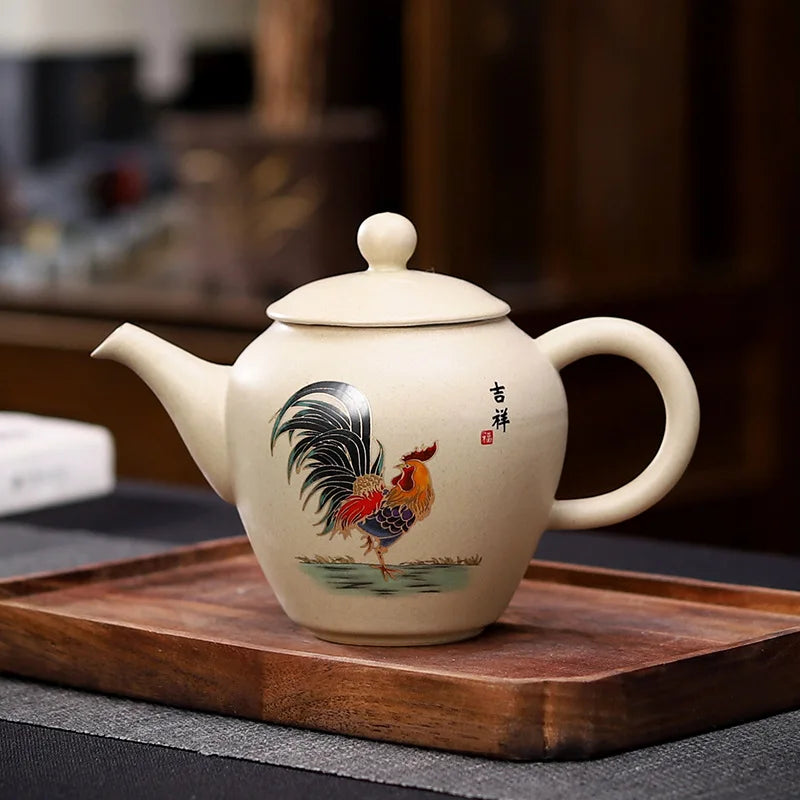 170ml Chinese Kung Fu Puer Tea Maker Pot Retro Crude Pottery Ceramic Teapot Chicken Art Tea Pot with Strainers Home Decoration