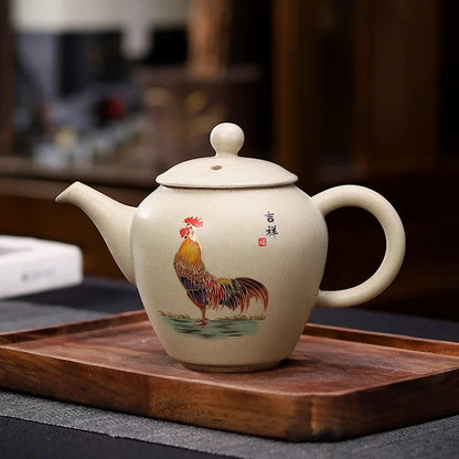 170ml Chinese Kung Fu Puer Tea Maker Pot Retro Crude Pottery Ceramic Teapot Chicken Art Tea Pot with Strainers Home Decoration