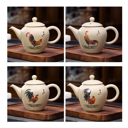 170ml Chinese Kung Fu Puer Tea Maker Pot Retro Crude Pottery Ceramic Teapot Chicken Art Tea Pot with Strainers Home Decoration