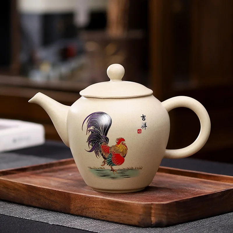 170ml Chinese Kung Fu Puer Tea Maker Pot Retro Crude Pottery Ceramic Teapot Chicken Art Tea Pot with Strainers Home Decoration