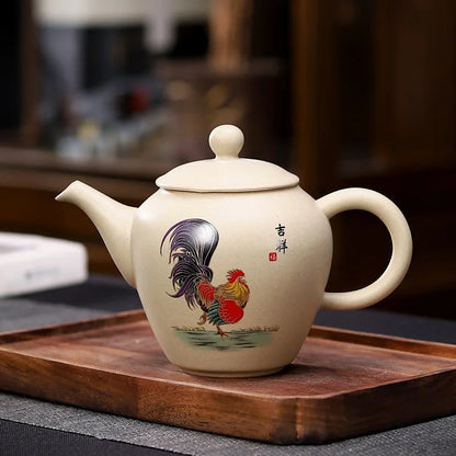 170ml Chinese Kung Fu Puer Tea Maker Pot Retro Crude Pottery Ceramic Teapot Chicken Art Tea Pot with Strainers Home Decoration