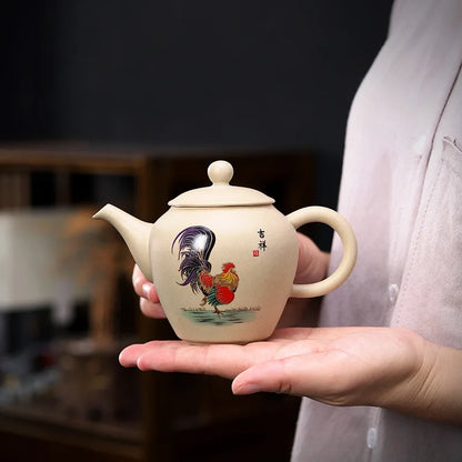 170ml Chinese Kung Fu Puer Tea Maker Pot Retro Crude Pottery Ceramic Teapot Chicken Art Tea Pot with Strainers Home Decoration