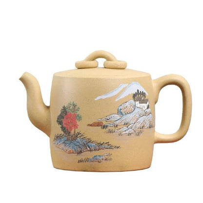 170ml Chinese Yixing High-end Handmade Purple Clay Teapots Famous Mud-painted Landscape Pattern Tea Pot Kettle Zisha Tea Set