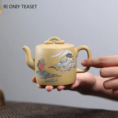 170ml Chinese Yixing High-end Handmade Purple Clay Teapots Famous Mud-painted Landscape Pattern Tea Pot Kettle Zisha Tea Set