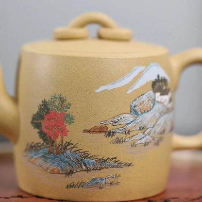 170ml Chinese Yixing High-end Handmade Purple Clay Teapots Famous Mud-painted Landscape Pattern Tea Pot Kettle Zisha Tea Set