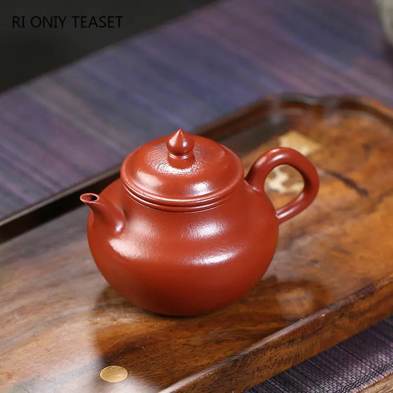 170ml Chinese Yixing Purple Clay Teapot Handmade Tea Pot Raw Ore Wrinkled Vermilion Mud Kettle High-end Zisha Tea Set Collection