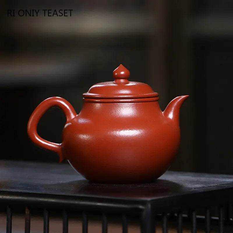 170ml Chinese Yixing Purple Clay Teapot Handmade Tea Pot Raw Ore Wrinkled Vermilion Mud Kettle High-end Zisha Tea Set Collection