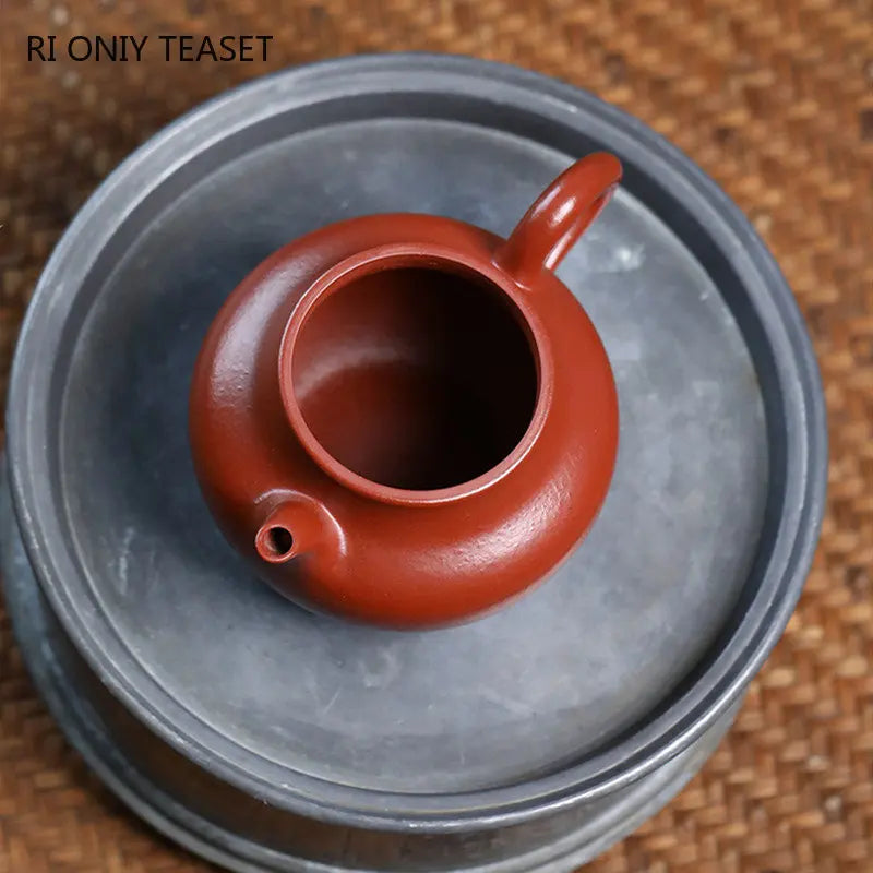 170ml Chinese Yixing Purple Clay Teapot Handmade Tea Pot Raw Ore Wrinkled Vermilion Mud Kettle High-end Zisha Tea Set Collection