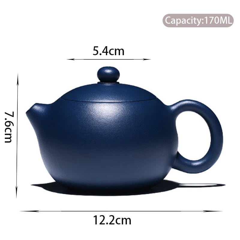 170ml Chinese Yixing Purple Clay Teapots Ball Shaped Infuser Xishi Tea Pot Raw Ore Dark Green Mud Kettle Handmade Zisha Tea Set