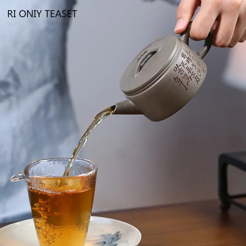 170ml Chinese Yixing Purple Clay Teapots Famous Handmade Large Caliber Tea Pot Kettle High-end Zisha Tea Set Collection Gifts