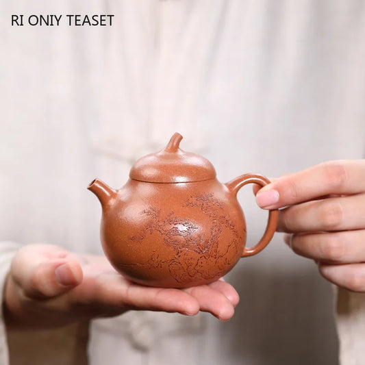 170ml Chinese Yixing Purple Clay Teapots Famous Handmade Tea Pot Raw Ore Section Mud Kettle High-end Zisha Tea Set Collection