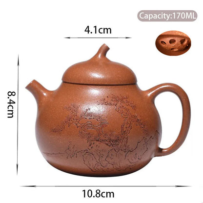 170ml Chinese Yixing Purple Clay Teapots Famous Handmade Tea Pot Raw Ore Section Mud Kettle High-end Zisha Tea Set Collection