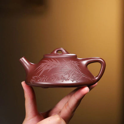 170ml Chinese Yixing Raw Ore Purple Clay Teapots Famous Artists Handmade Stone Scoop Tea Pot Beauty Kettle Zisha Tea Set Teaware