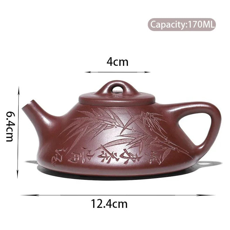 170ml Chinese Yixing Raw Ore Purple Clay Teapots Famous Artists Handmade Stone Scoop Tea Pot Beauty Kettle Zisha Tea Set Teaware