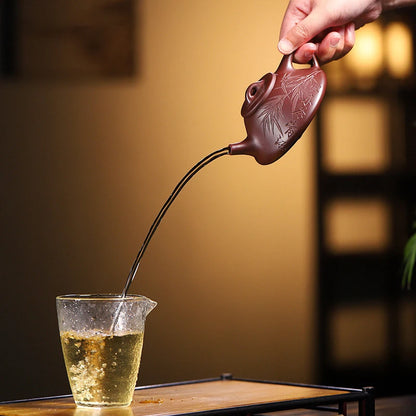 170ml Chinese Yixing Raw Ore Purple Clay Teapots Famous Artists Handmade Stone Scoop Tea Pot Beauty Kettle Zisha Tea Set Teaware