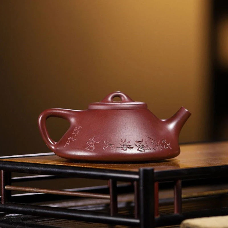 170ml Chinese Yixing Raw Ore Purple Clay Teapots Famous Artists Handmade Stone Scoop Tea Pot Beauty Kettle Zisha Tea Set Teaware