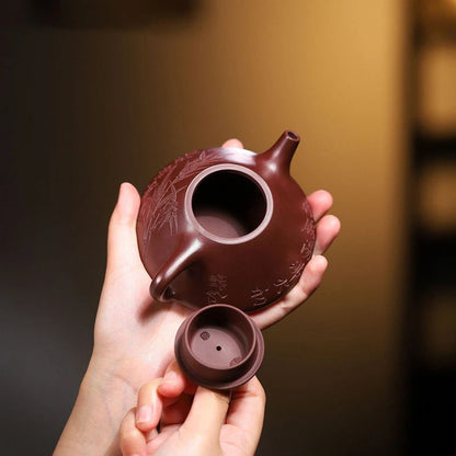 170ml Chinese Yixing Raw Ore Purple Clay Teapots Famous Artists Handmade Stone Scoop Tea Pot Beauty Kettle Zisha Tea Set Teaware