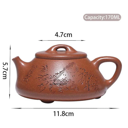 170ml High-end Chinese Yixing Purple Clay Teapot Beauty Kettle Famous Handmade Stone Scoop Tea Pot Raw Ore Zisha Tea Set Teaware