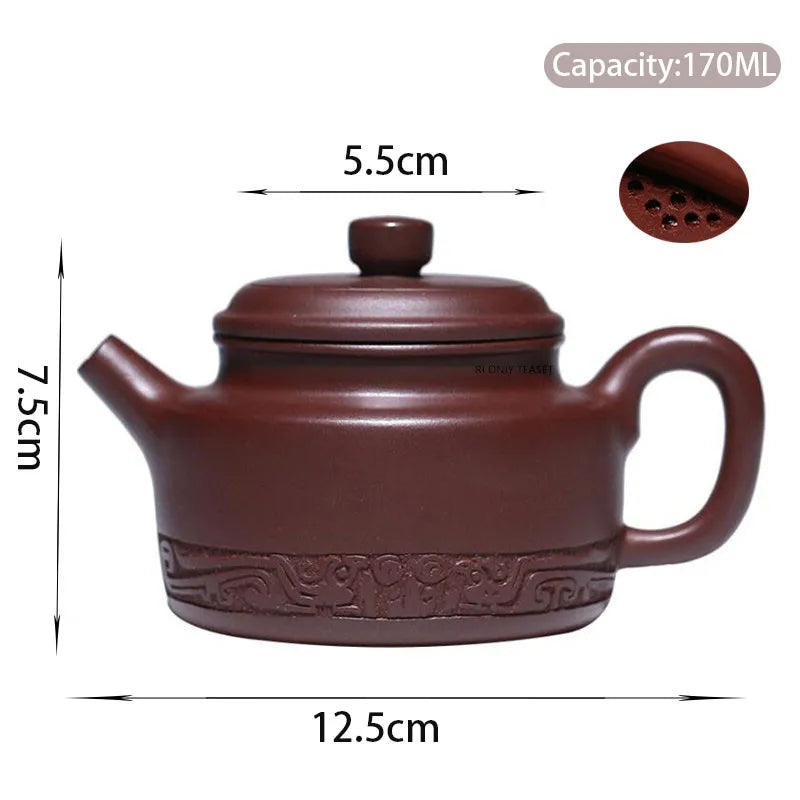 170ml Yixing Authentic Purple Clay Teapots High-end Handmade Tea Pot Raw Ore Dragon Blood Sand Kettle Chinese Zisha Tea Set
