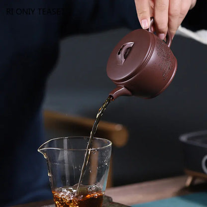 170ml Yixing Famous Purple Clay Teapots Chinese Handmade Tea Pot Raw Ore Purple Mud Kettle High-end Zisha Tea Set Collection
