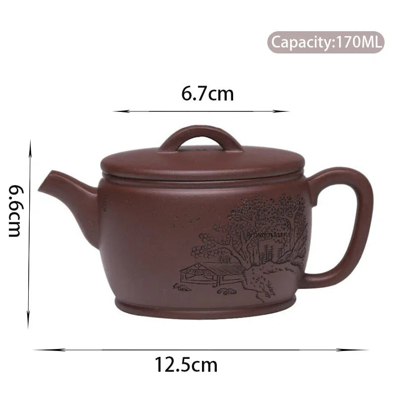 170ml Yixing Famous Purple Clay Teapots Chinese Handmade Tea Pot Raw Ore Purple Mud Kettle High-end Zisha Tea Set Collection