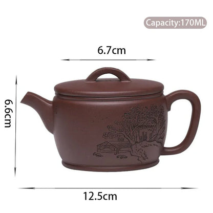 170ml Yixing Famous Purple Clay Teapots Chinese Handmade Tea Pot Raw Ore Purple Mud Kettle High-end Zisha Tea Set Collection