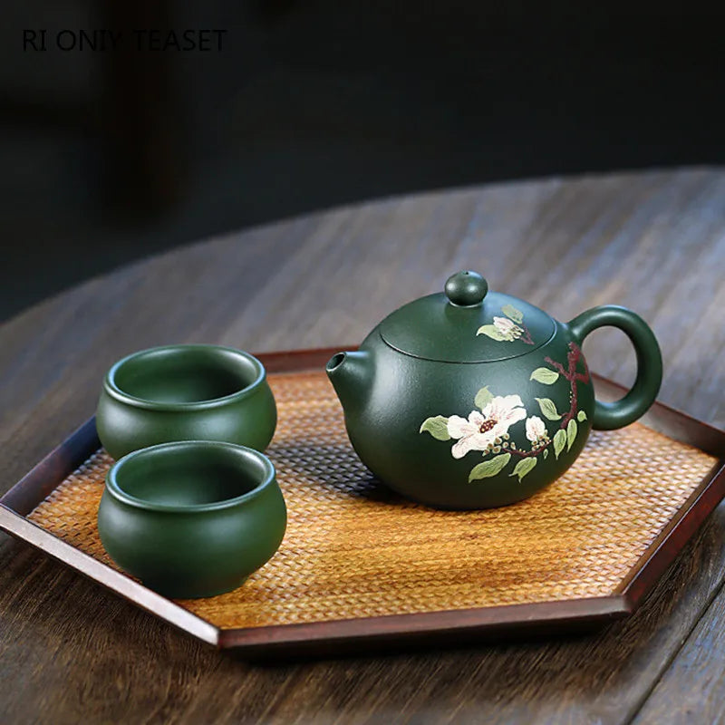 170ml Yixing High-end Purple Clay Teapot Famous Handmade Flower Pattern Tea Pot Ball Hole Filter Kettle Chinese Zisha Tea Set