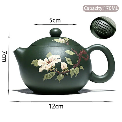 170ml Yixing High-end Purple Clay Teapot Famous Handmade Flower Pattern Tea Pot Ball Hole Filter Kettle Chinese Zisha Tea Set