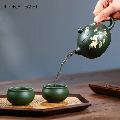 170ml Yixing High-end Purple Clay Teapot Famous Handmade Flower Pattern Tea Pot Ball Hole Filter Kettle Chinese Zisha Tea Set