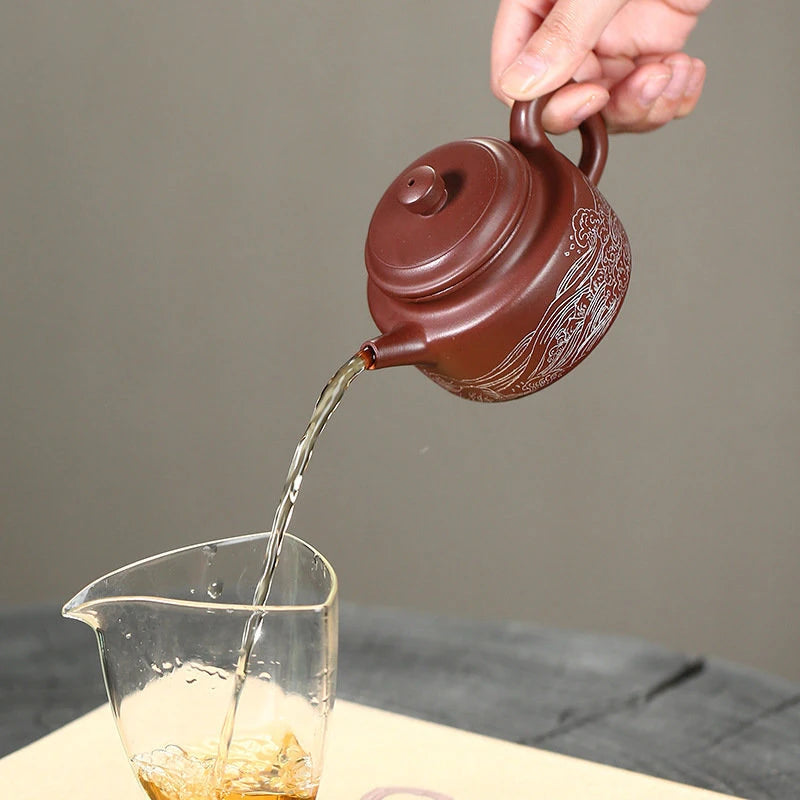 170ml Yixing High-end Purple Clay Teapots Famous Artists Handmade Tea Pot Raw Ore Purple Mud Beauty Kettle Chinese Zisha Tea Set