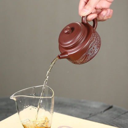 170ml Yixing High-end Purple Clay Teapots Famous Artists Handmade Tea Pot Raw Ore Purple Mud Beauty Kettle Chinese Zisha Tea Set