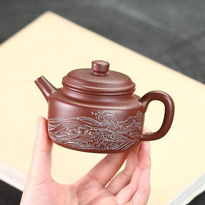 170ml Yixing High-end Purple Clay Teapots Famous Artists Handmade Tea Pot Raw Ore Purple Mud Beauty Kettle Chinese Zisha Tea Set