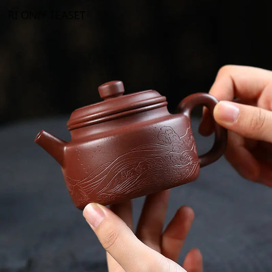 170ml Yixing High-end Purple Clay Teapots Famous Artists Handmade Tea Pot Raw Ore Purple Mud Beauty Kettle Chinese Zisha Tea Set