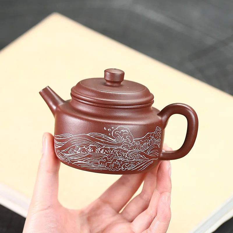 170ml Yixing High-end Purple Clay Teapots Famous Artists Handmade Tea Pot Raw Ore Purple Mud Beauty Kettle Chinese Zisha Tea Set