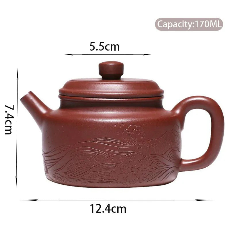 170ml Yixing High-end Purple Clay Teapots Famous Artists Handmade Tea Pot Raw Ore Purple Mud Beauty Kettle Chinese Zisha Tea Set